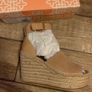 Big spender leather band espadrille wedges